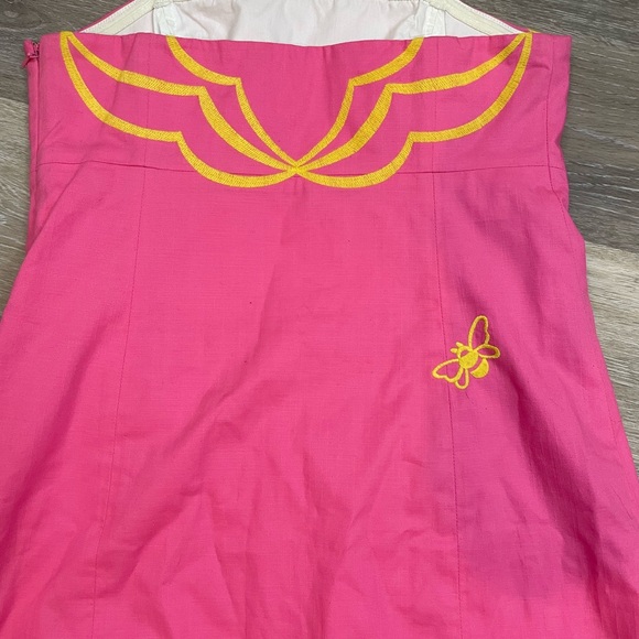 Lilly Pulitzer Strapless Dress Bowen Bumblebee Pink Yellow Size 2 - Picture 13 of 15